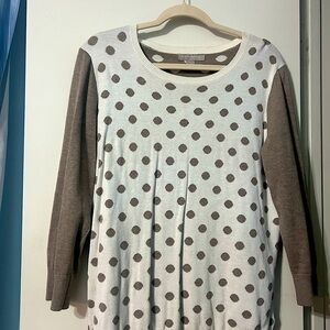 Banana Republic Cream and Brown Polka Dot Crew Neck Sweater